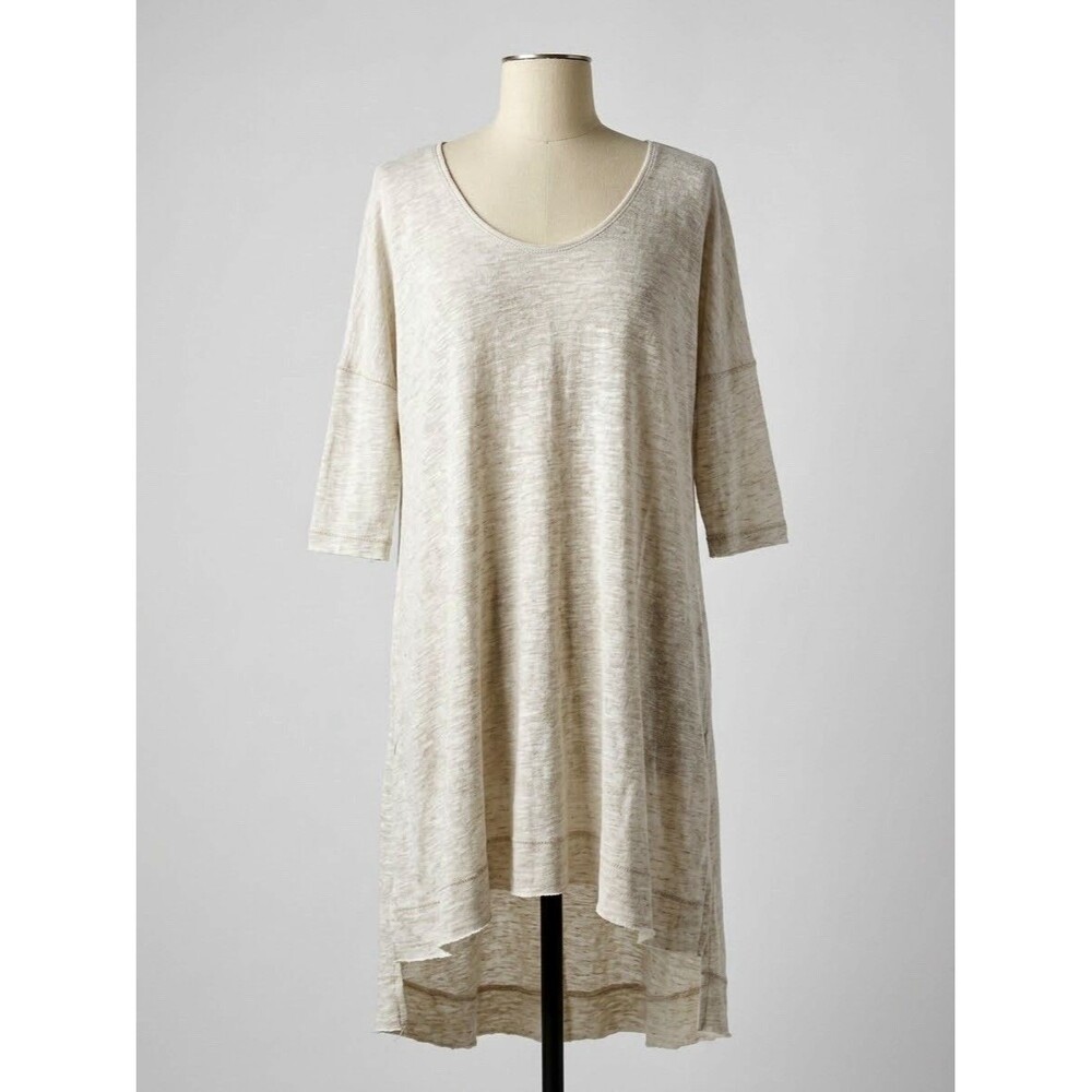 Free People We The Free Sierra Swing Tunic Ivory Linen Blend Scoop Neck S Earthy
